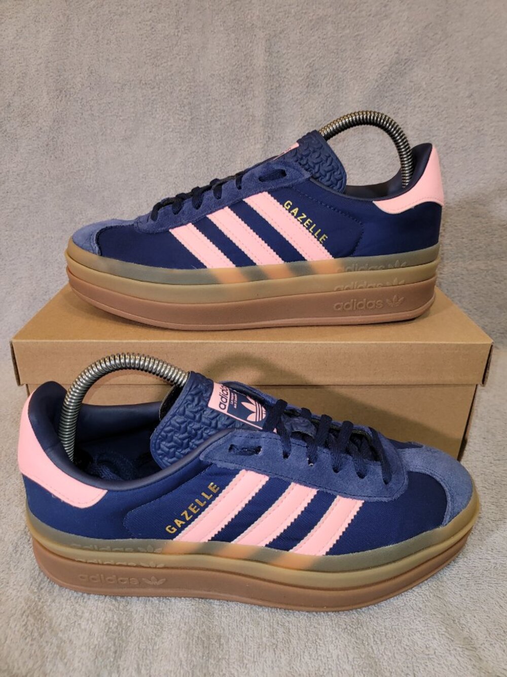 Adidas Gazelle Bold Women's Size 8 Dark Blue/Pink Tan Sneakers IG4390 (#2280)